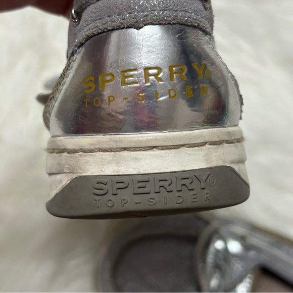 Sperry Metallic Silver Boat Shoes A3 - Picture 3 of 5
